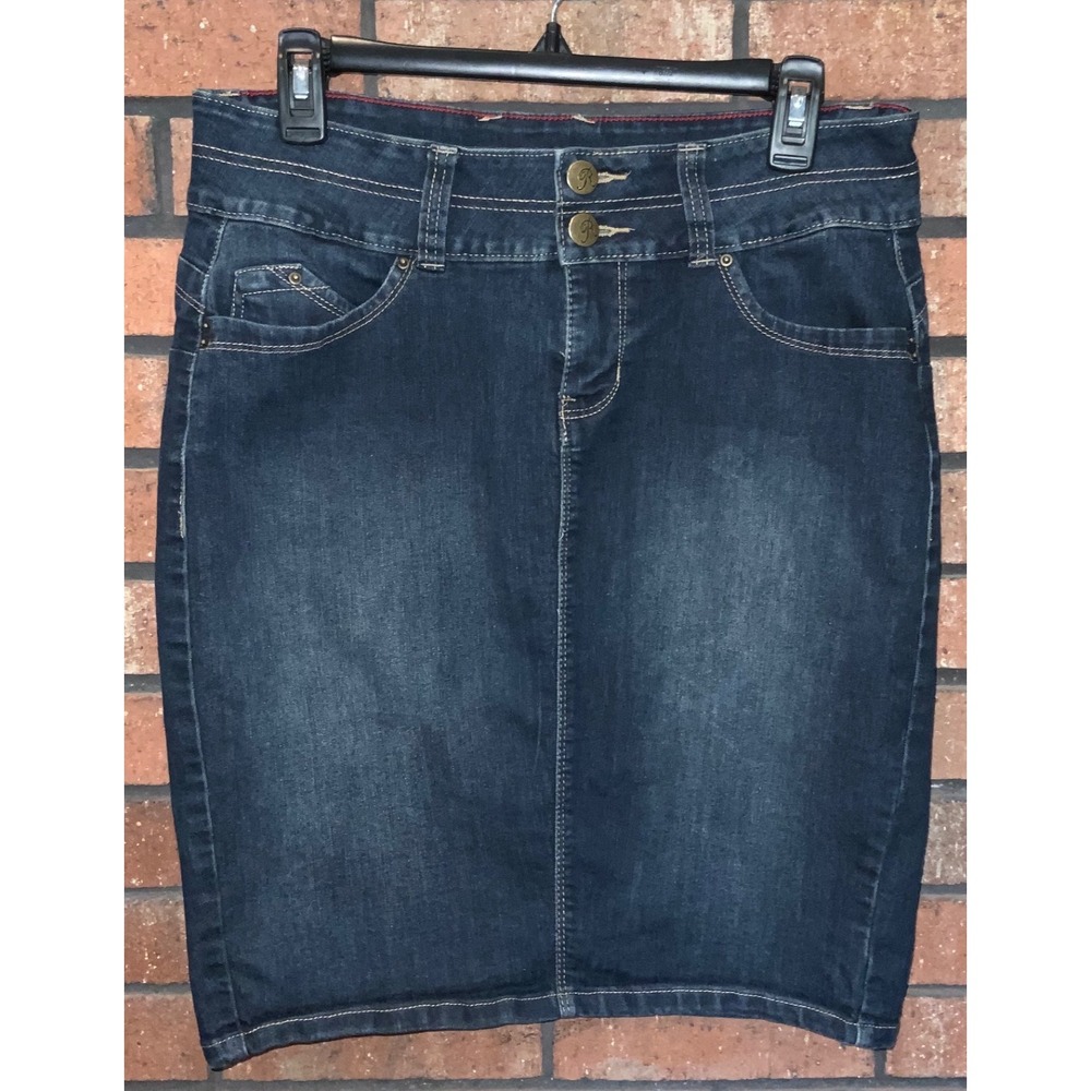 Royalty for Me WannaBettaButt Denim Skirt Dark Wash High Rise Pencil Size 10